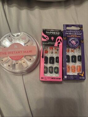 imPRESS Halloween-Themed Press-On Nail Packs in Black, Orange, Pink & White